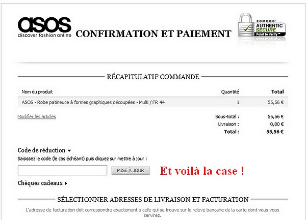 code promo asos robe